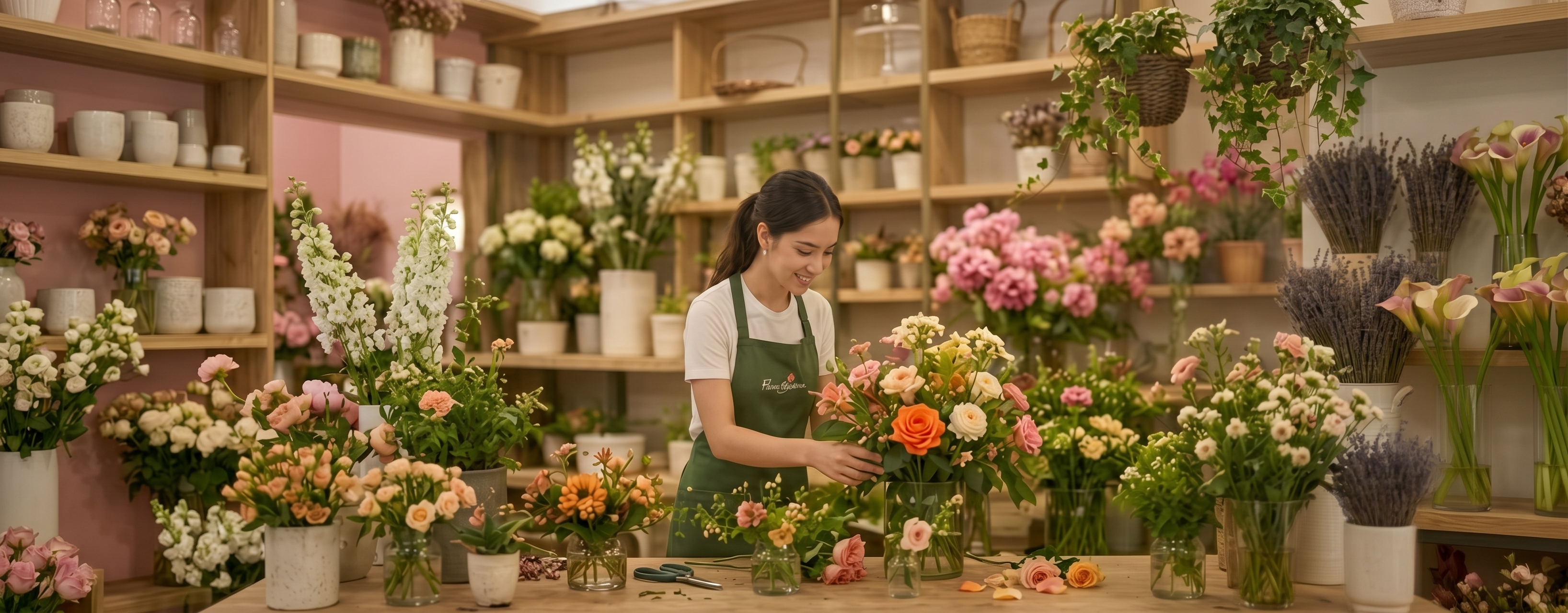 Florista Ana Rocío Poveda en el taller floral - Floristería Encanto SCC